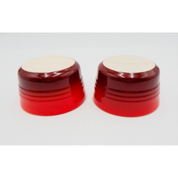 Le Creuset Stoneware Red Ombré Ramekin Ribbed Custard Cups Set of 2 - Picture 7 of 7